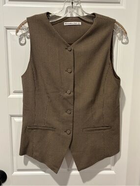 Abercrombie & Fitch Brown Micro-Check Vest